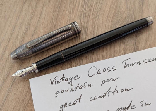 Cross Townsend Fountain Pen - Steel (M) Nib - Silver Cap - made in USA