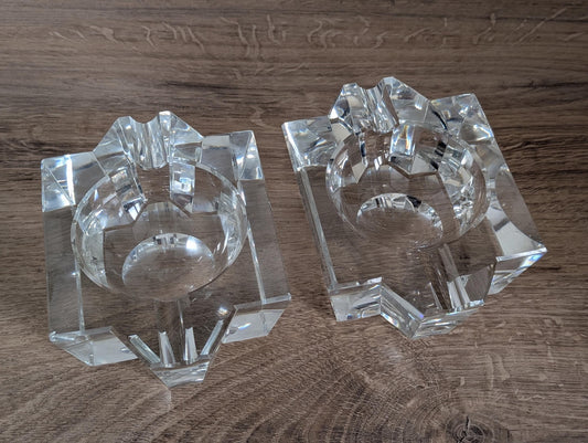 St. Louis France Crystal Ashtrays | Set of 2 Heavy Cigar Ashtrays c. 1980's