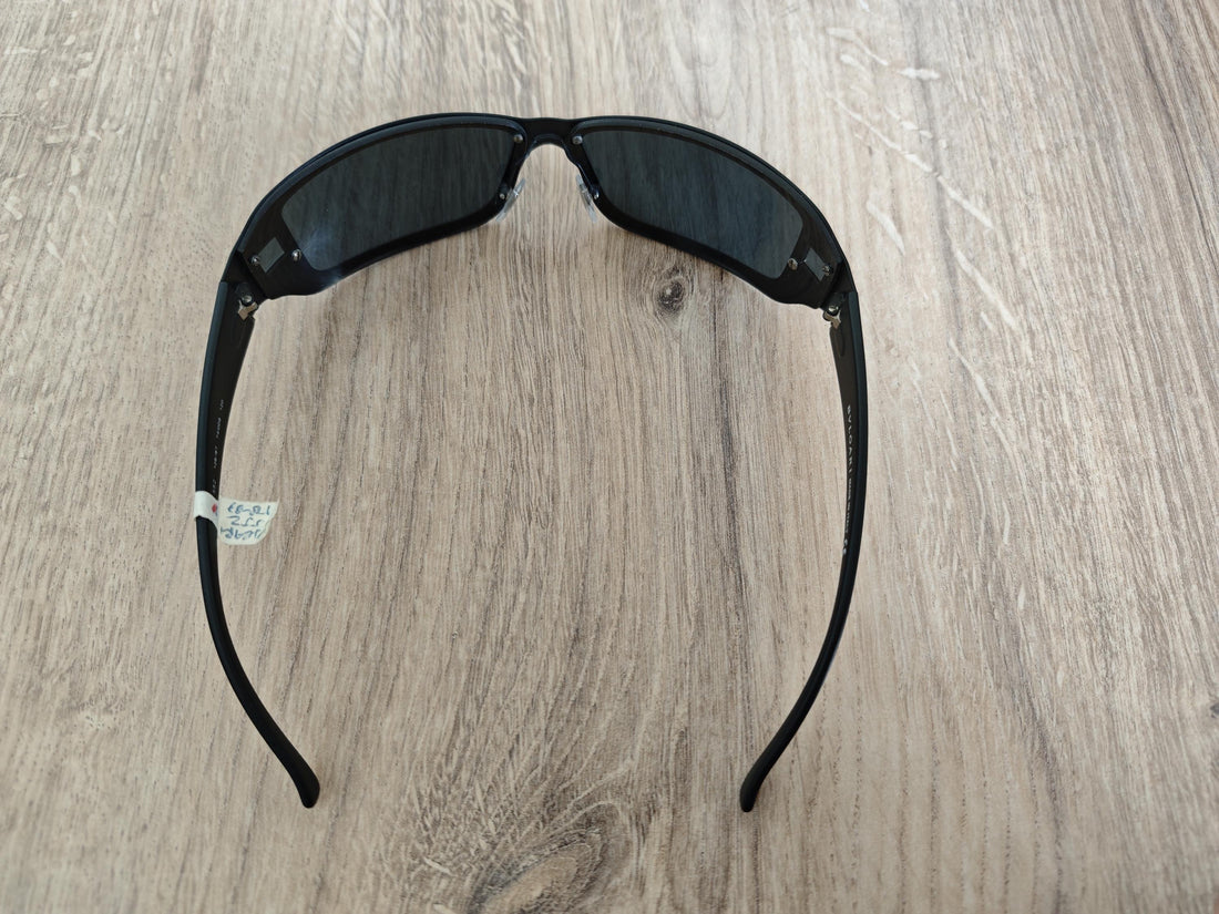 BVLGARI 552 Black Wrap Around Sunglasses Made in Italy - NOS - Y2K