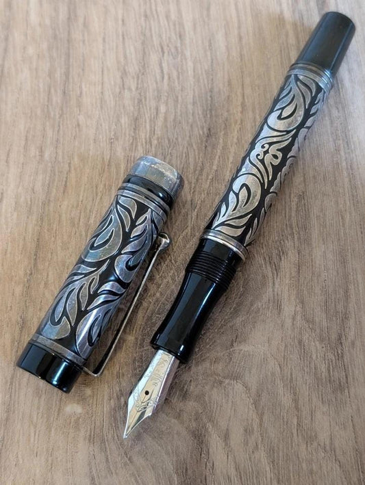 Folli Follie Oversized Fountain Pen - Silver Plated Overlay - Laban Medium Nib