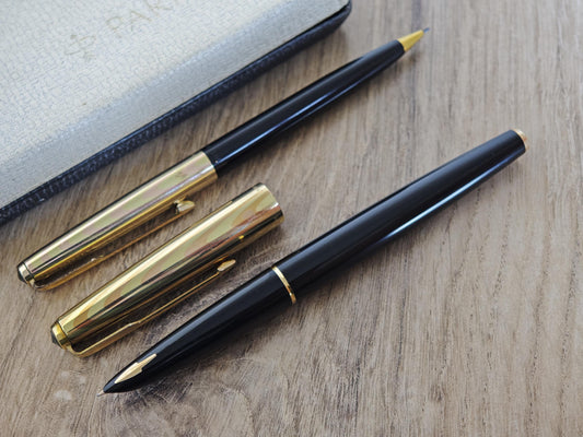 Vintage Parker 61 Fountain Pen Pencil Set – 1/10 14Ct Rolled Gold Caps