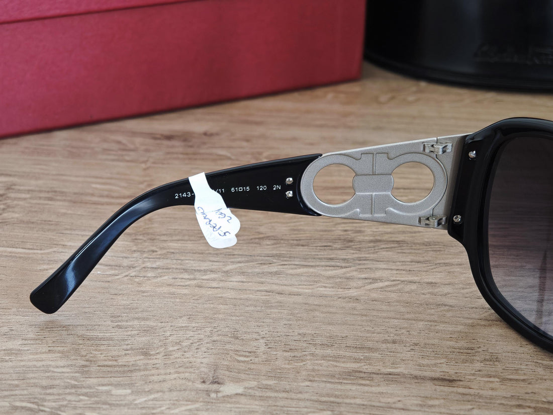 Salvatore Ferragamo 2143-B Women's Black Oversized Sunglasses Made in Italy - NOS