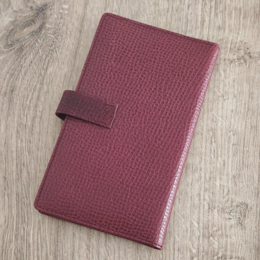 Valentino Garavani Small Burgundy Leather Notepad Organizer Cover Made in Italy - 15 x 9 cm