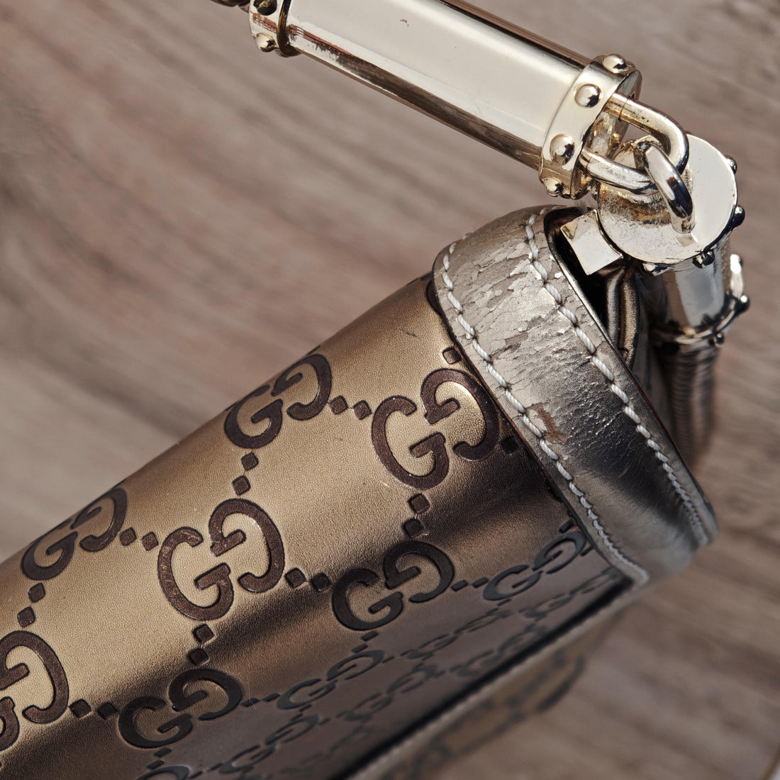 Gucci Britt Tassel Flap Bag - Bronze Gold Guccissima Shoulder Bag