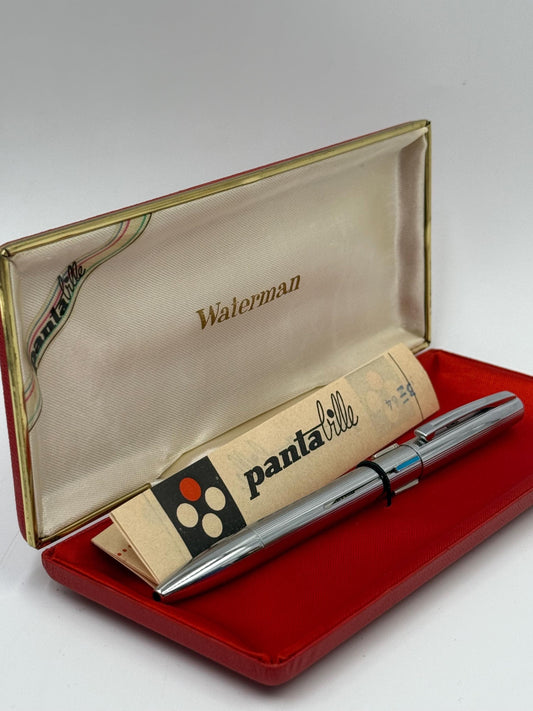 Vintage Waterman Pantabille 4-Color Ballpoint Pen, French Mid-Century Chrome Writing Instrument