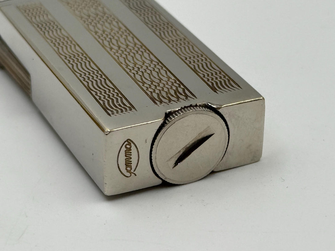 Vintage Chrome Gamma Hungarian Petrol Lift Arm Lighter - Engraved Art Deco Wave Pattern - Working Mid-Century Pocket Lighter
