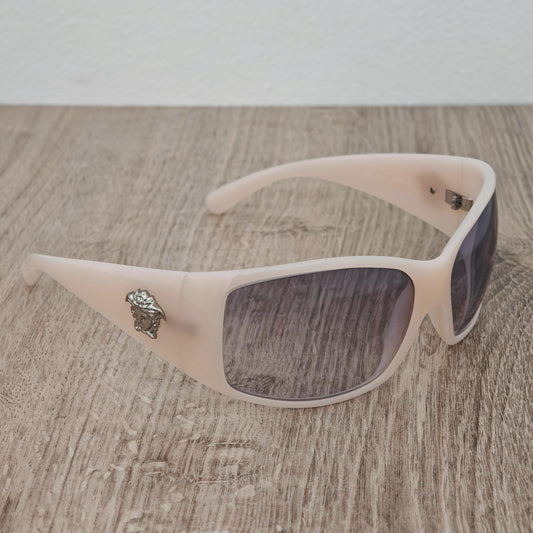 VERSACE Medusa Mod. 4055 Women's Pink Wrap Around Sunglasses - NOS c. 2000's - Italy Y2k