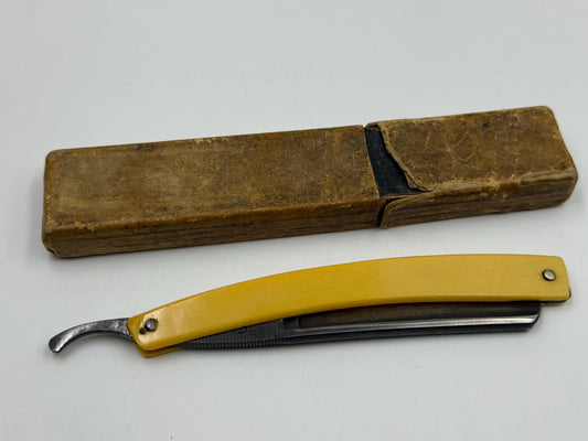 Antique Gustave La Cleopatre Straight Razor Sheffield Silver Steel Cairo Box