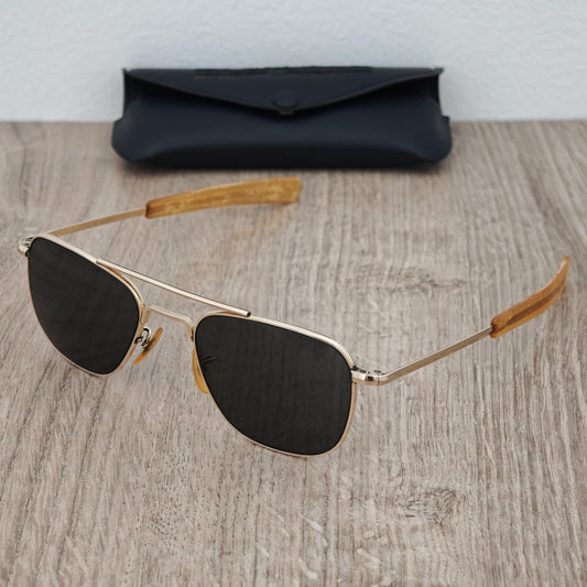 Vintage American Optical 12K GF Gold Filled Pilot Sunglasses Made in USA