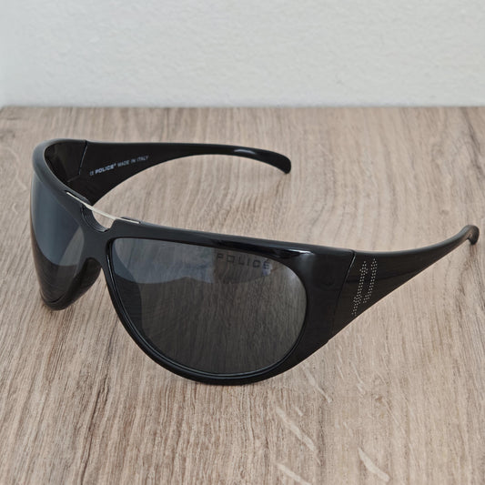Vintage POLICE 8943 Black Shield Mask Sunglasses Made in Italy