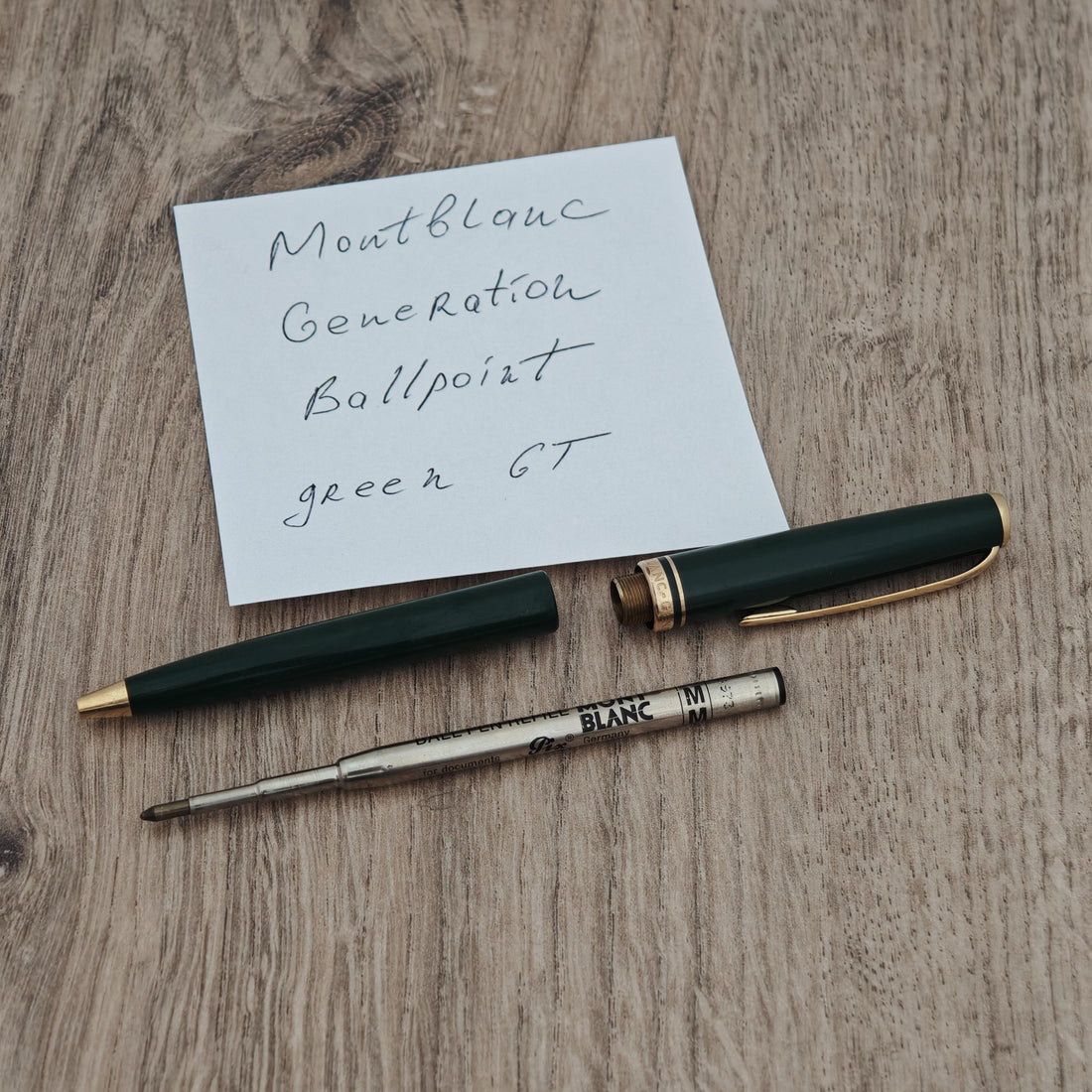 Vintage Montblanc Generation Ballpoint Pen - Green Gold Trim - c. 1970's - USED