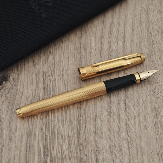Parker 75 Milleraies Fountain Pen - Gold 14K-585 M Nib - Made in France c. 1980's
