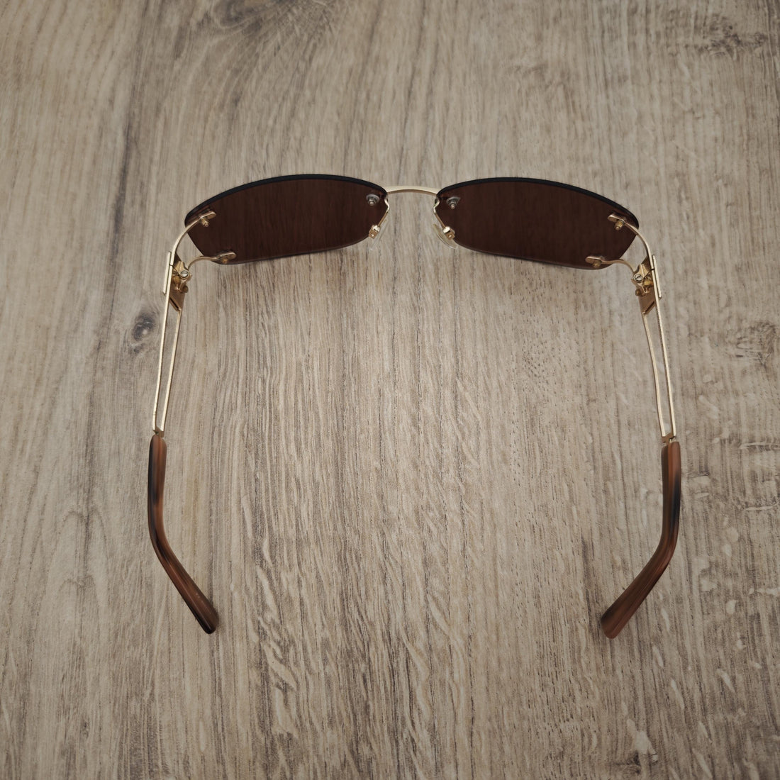 Carolina Herrera CH 364 Rimless Sunglasses - Gold x Brown - c. 2000's (Y2K)