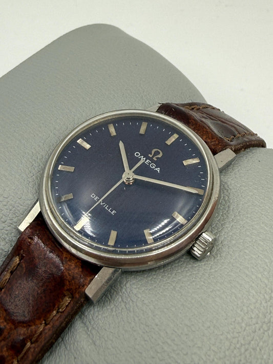 Vintage OMEGA De Ville Ladies Mechanical Watch - Stainless Steel x Blue Dial - c. 1970's
