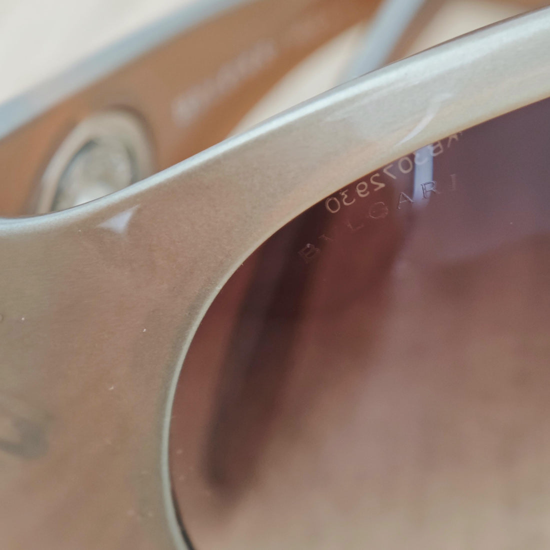 BVLGARI 8009-B Oversized Wrap Around Sunglasses - Beige x Gradient Brown Made in Italy