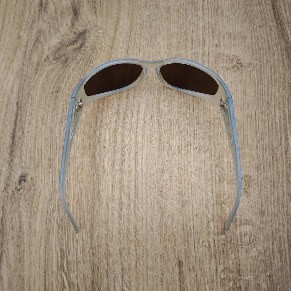 Arnette Catfish Sunglasses Made in Italy - c. 1990's - Irisdescent Blue x Brown Mirror