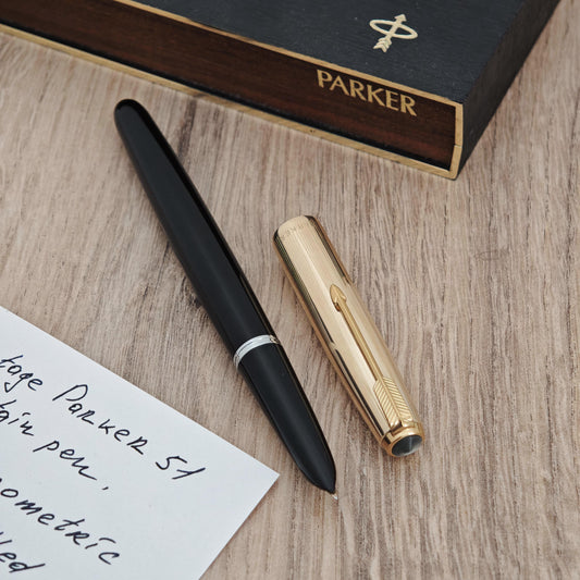 Vintage Parker 51 Aerometric Fountain Pen - 12k Gold Filled Cap - Fine Nib -MINT