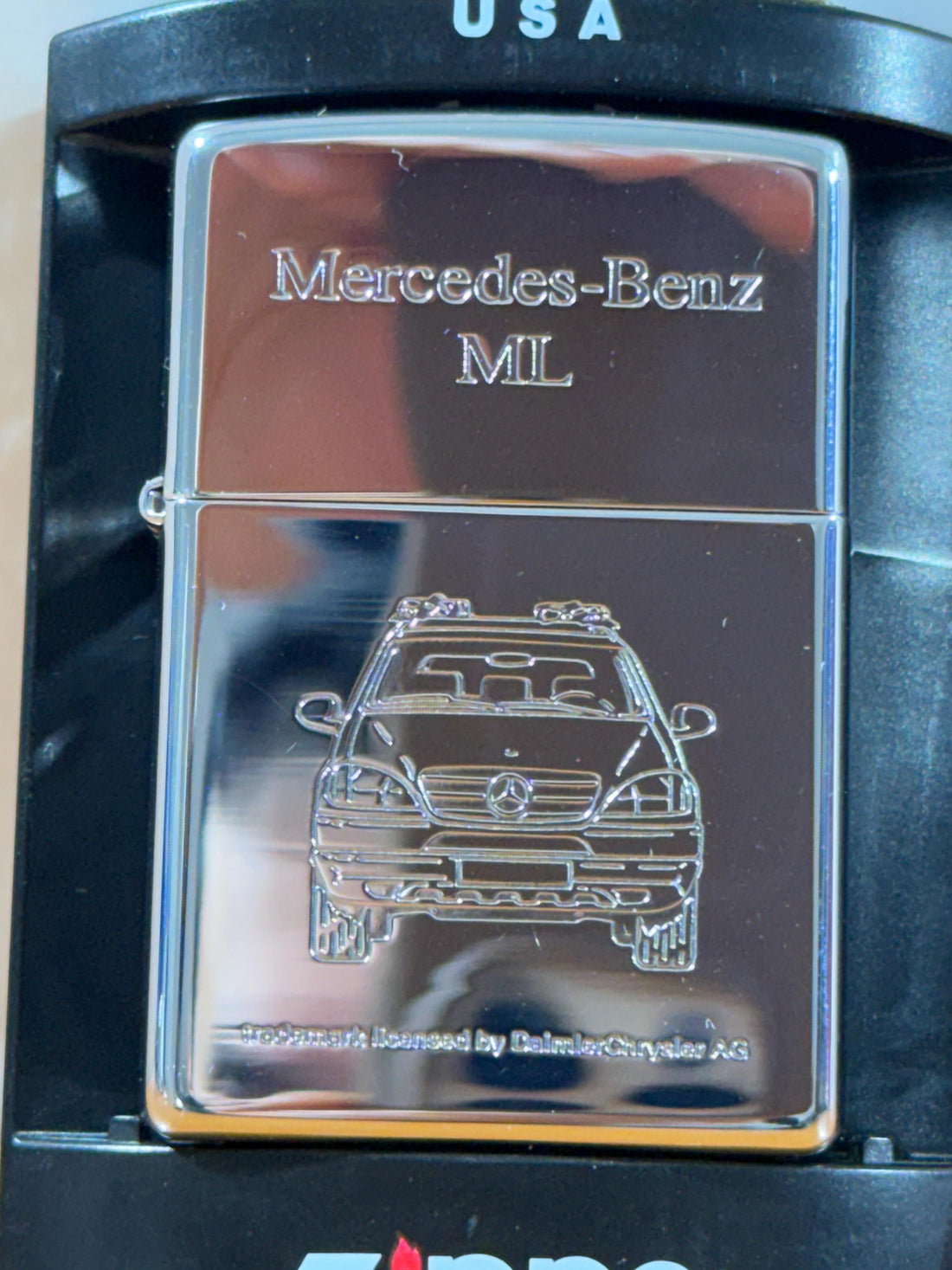 Mercedes-Benz ML-Class Zippo Lighter - 2001 High Polish Chrome - NOS Unfired