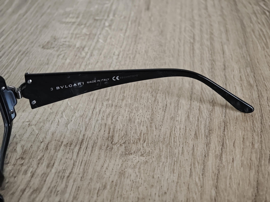 BVLGARI 472 Black Marble Full Rim Eyeglasses Frames Made in Italy - NOS