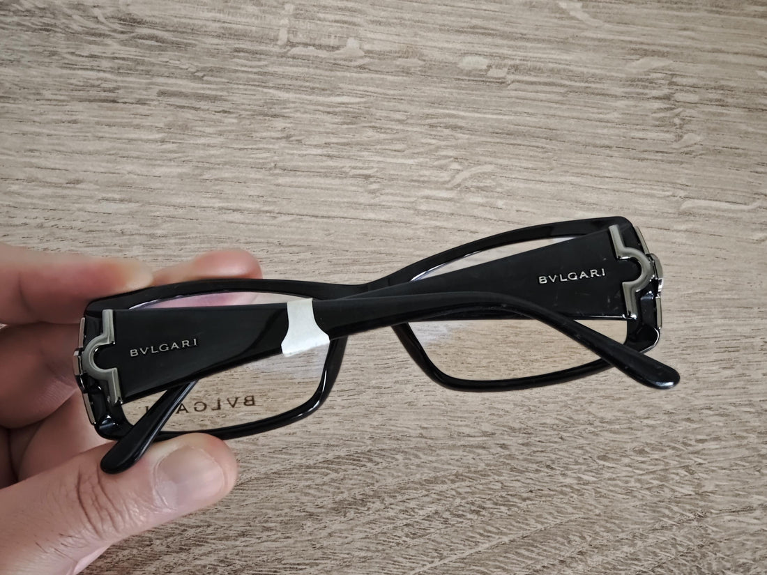 BVLGARI 472 Black Marble Full Rim Eyeglasses Frames Made in Italy - NOS