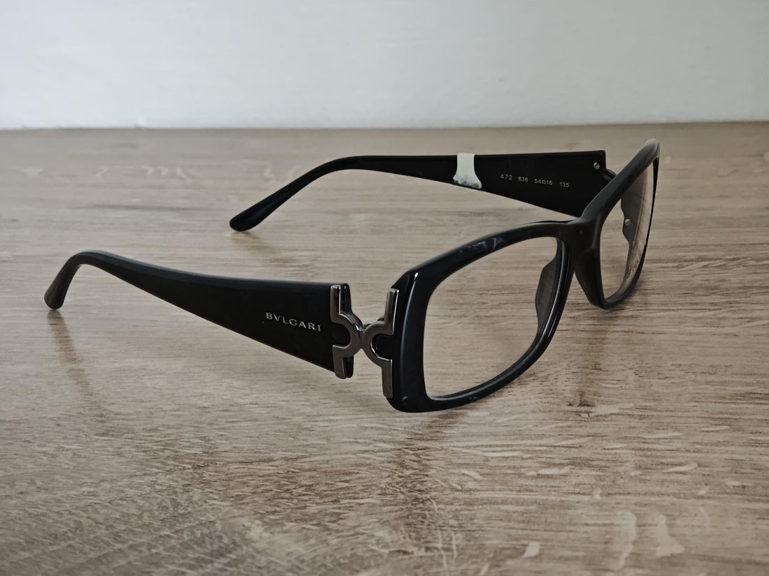 BVLGARI 472 Black Marble Full Rim Eyeglasses Frames Made in Italy - NOS