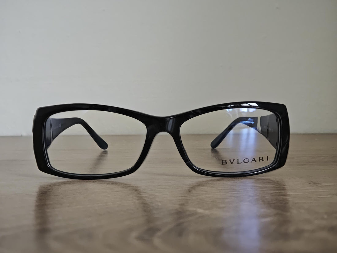 BVLGARI 472 Black Marble Full Rim Eyeglasses Frames Made in Italy - NOS