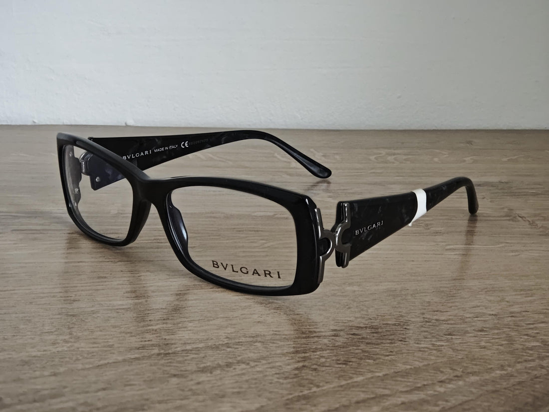 BVLGARI 472 Black Marble Full Rim Eyeglasses Frames Made in Italy - NOS