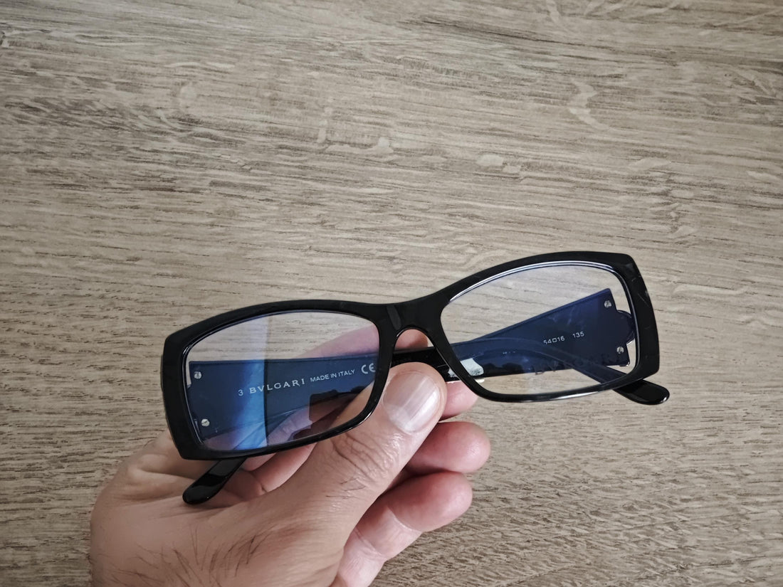 BVLGARI 472 Black Marble Full Rim Eyeglasses Frames Made in Italy - NOS
