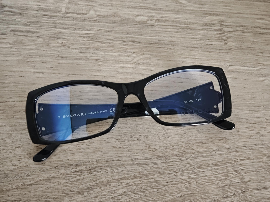 BVLGARI 472 Black Marble Full Rim Eyeglasses Frames Made in Italy - NOS