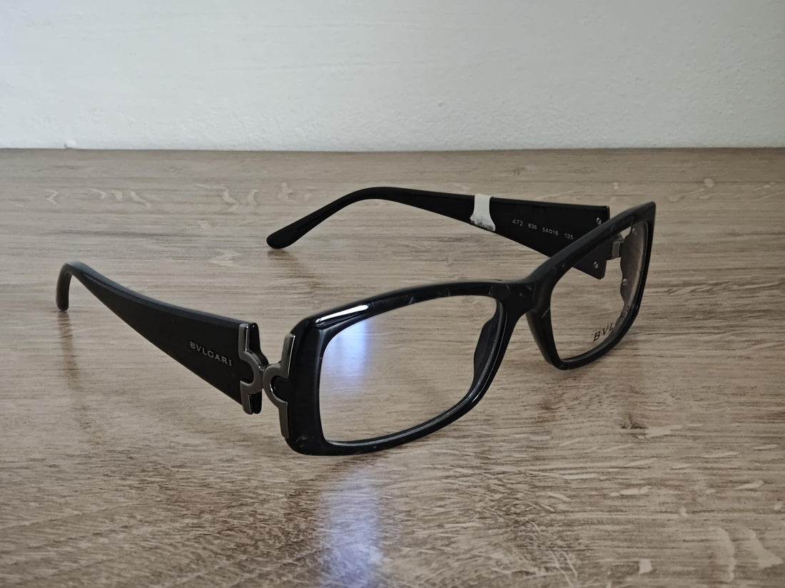 BVLGARI 472 Black Marble Full Rim Eyeglasses Frames Made in Italy - NOS