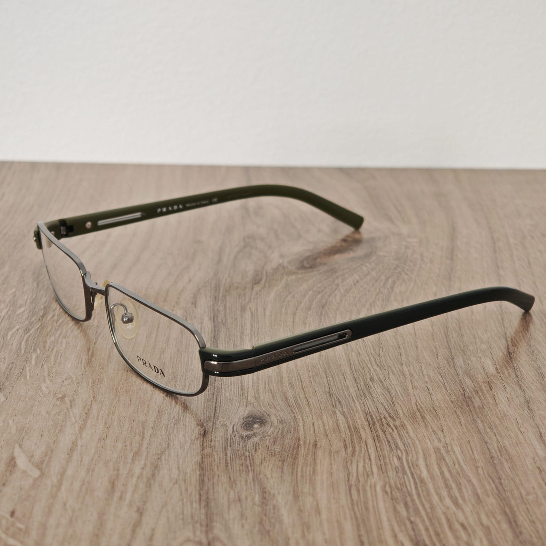 PRADA VPR 54I Men's Gunmetal Green Full Rim Eyeglasses Frames - NOS