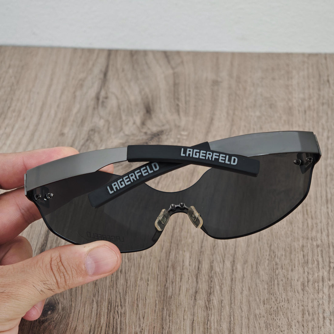 Karl Lagerfeld 4529 Rimless Shield Mask Sunglasses - Vintage c. 1990's - 2000's - RARE