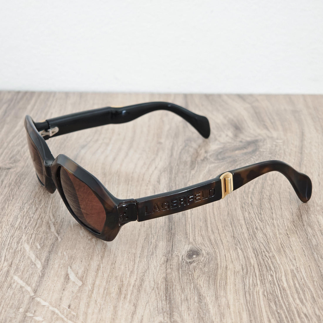 Vintage Karl Lagerfeld Sunglasses - Dark Brown Tortoise Shell - c. 1980s - 1990s