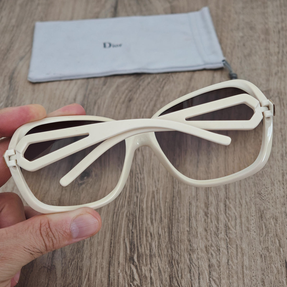 Christian Dior Madrague Women's Oversized Sunglasses - Cream White Gradient Acetate - c. 2000s