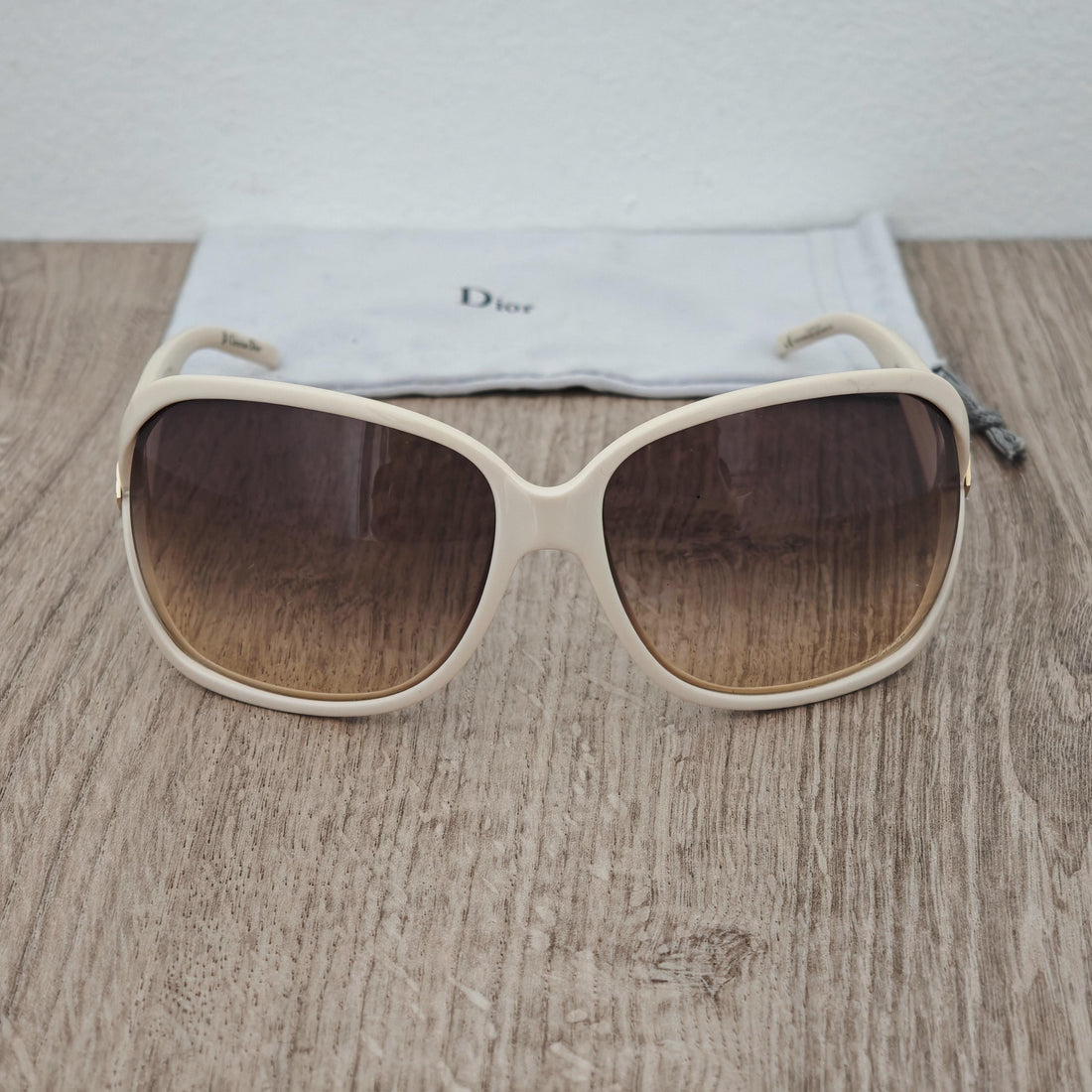 Christian Dior Madrague Women's Oversized Sunglasses - Cream White Gradient Acetate - c. 2000s