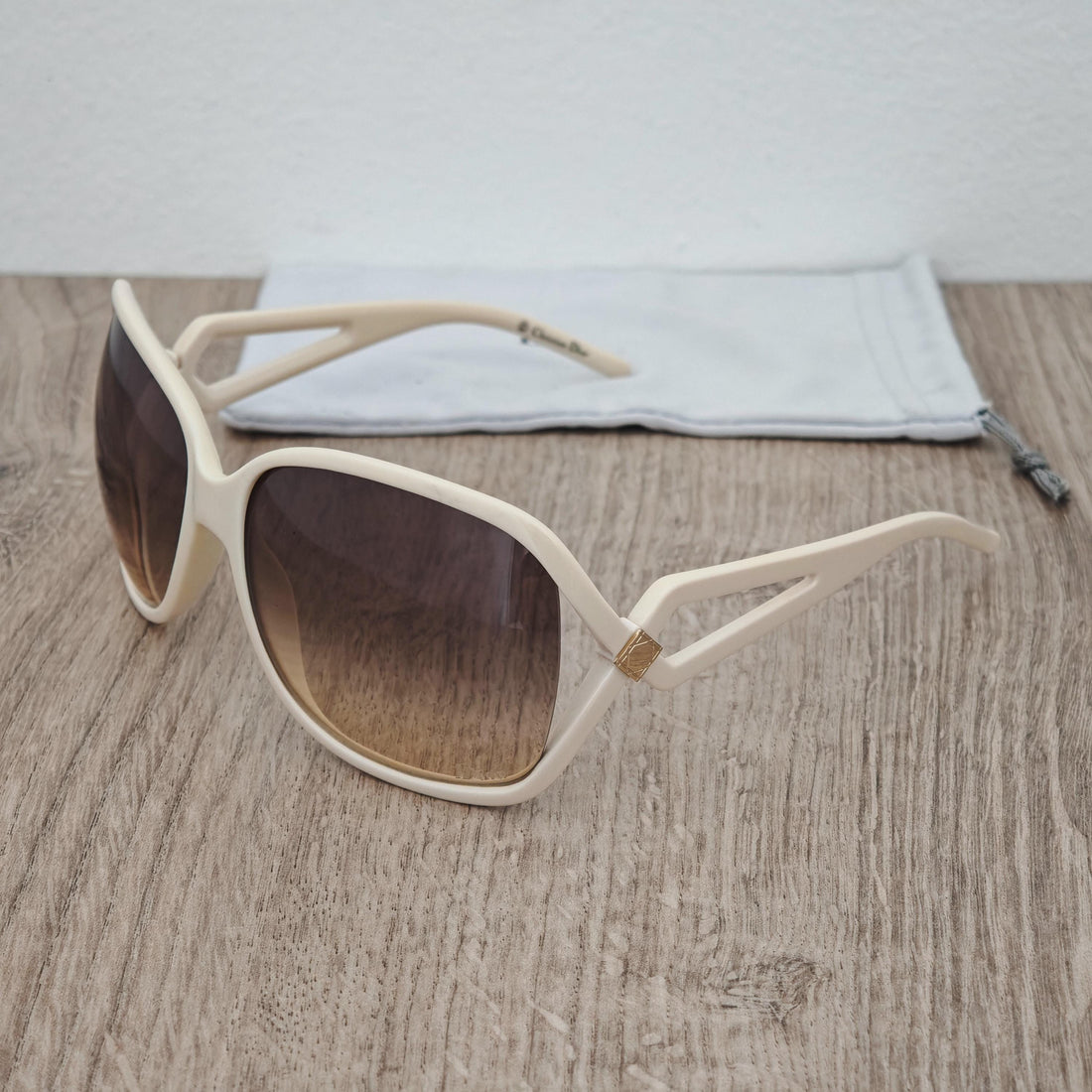 Christian Dior Madrague Women's Oversized Sunglasses - Cream White Gradient Acetate - c. 2000s