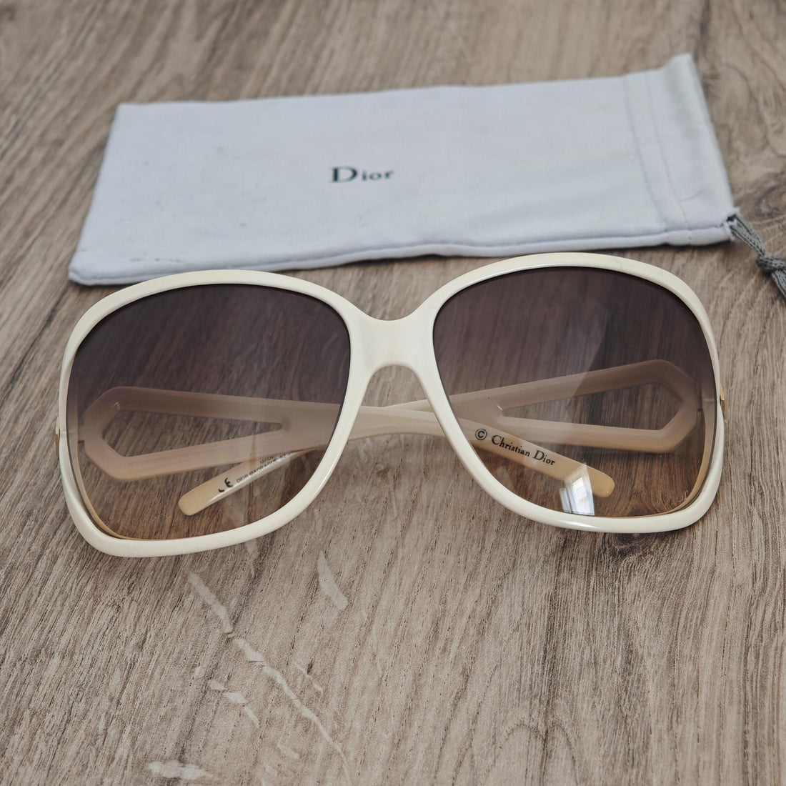 Christian Dior Madrague Women's Oversized Sunglasses - Cream White Gradient Acetate - c. 2000s